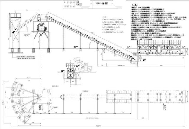 hzs120搅拌站,在做基础之前,要先规划出基础图纸,施工人员结合基础