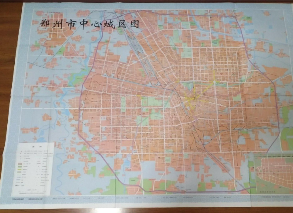 2001年左右的郑州地图,紫边是老三环线