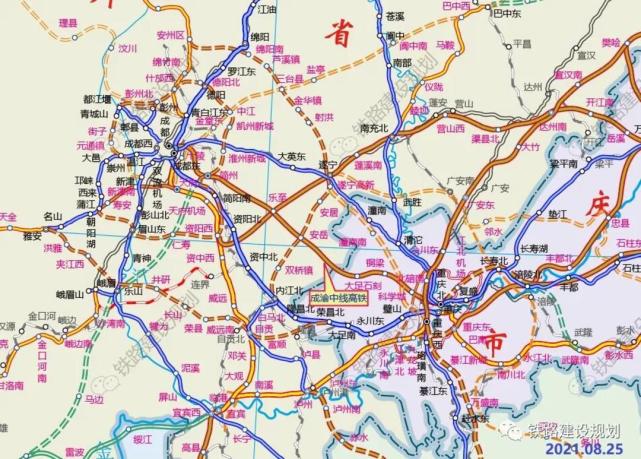 根据批复,该项目起于重庆枢纽重庆北站,经重庆科学城,铜梁,大足,安岳