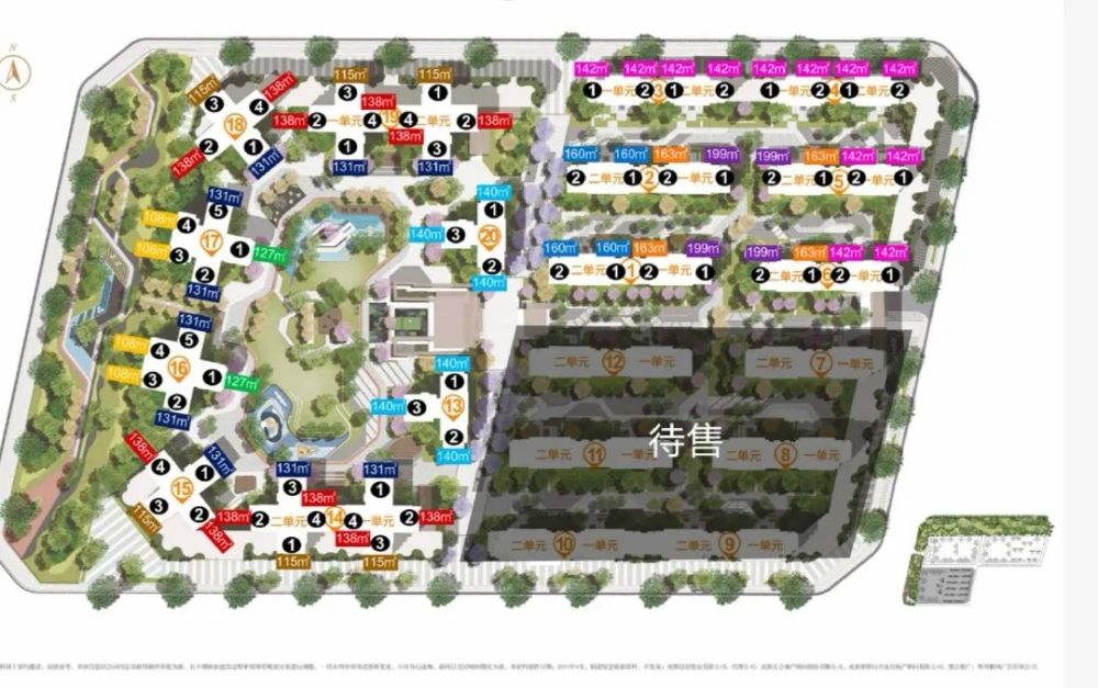 (3号地块分布图) 1号地块已经售罄,3号地块还有6栋洋房产品待售;正在