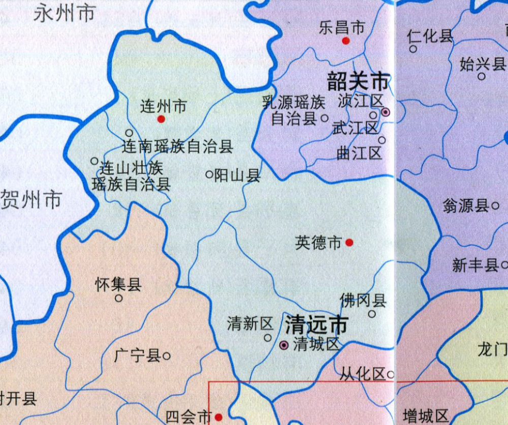清远人口分布图:清新区61.85万,佛冈县31.55万