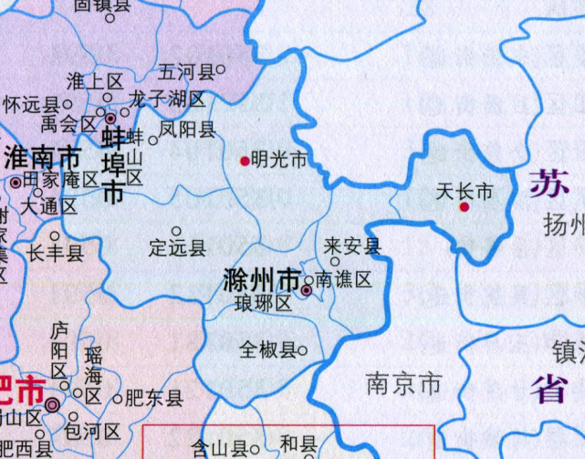 滁州人口分布图:定远县67.14万,南谯区37.24万