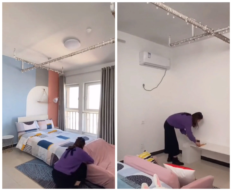 姑娘亲手改造13㎡单间租屋,将脏乱小屋变温馨,网友:神仙姑娘