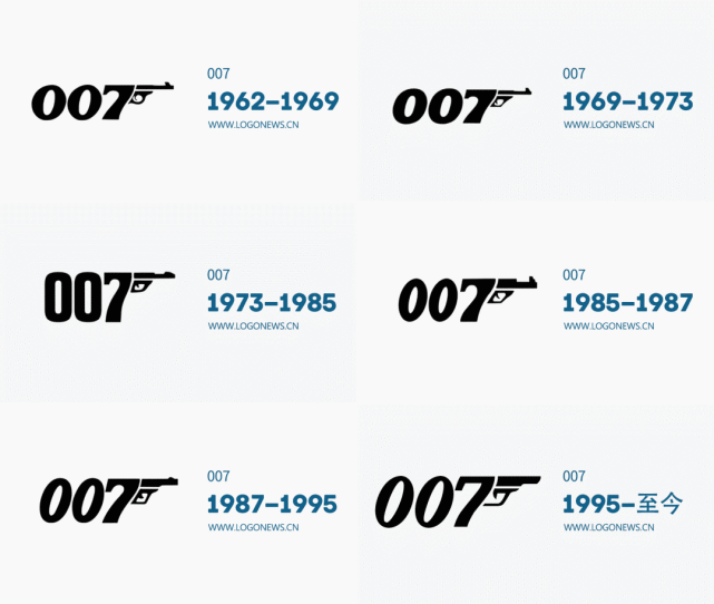 007系列电影枪标演变历史回顾007系列电影的40,50周年纪念logo,其设计