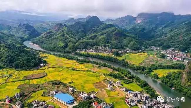 8月27日,航拍下的新宁县崀山镇崀山村全景,风光如画.