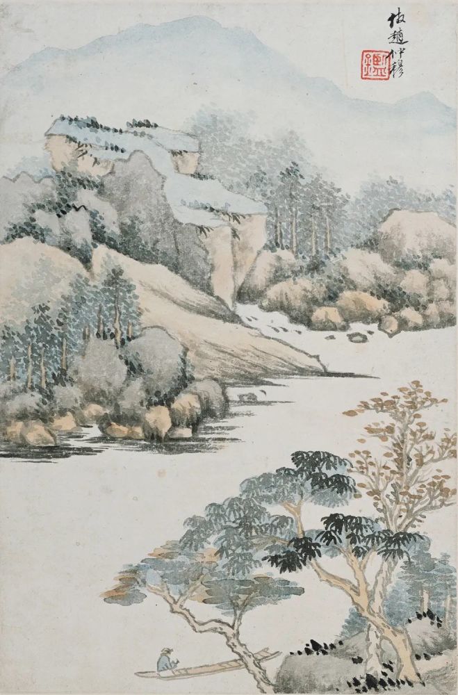 清,王时敏《仿倪云林山水》也很好的一套册页,程正揆曾画《江山卧游图