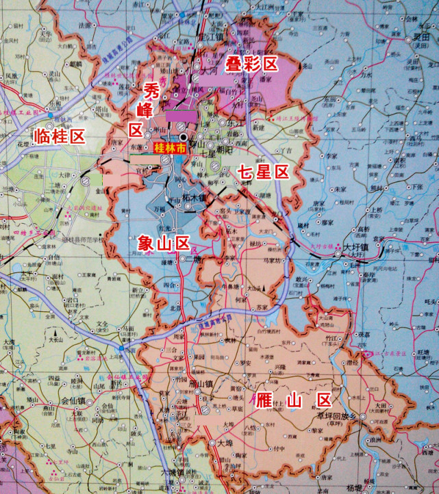 1,市域范围为桂林市行政辖区,包括6个区和11个县(市),行政区域土地