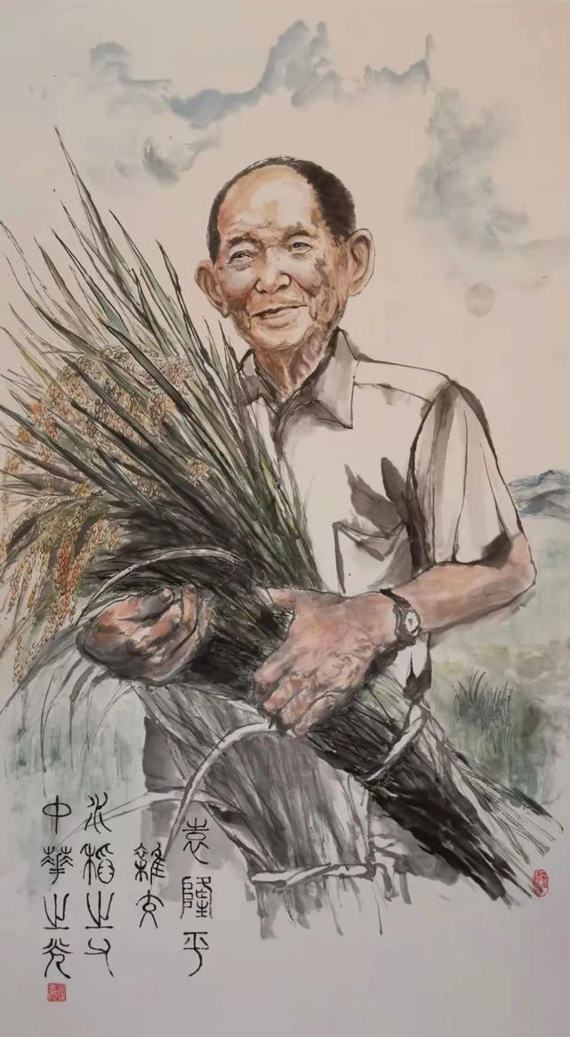 杂交水稻之父袁隆平 69×138cm 2021年