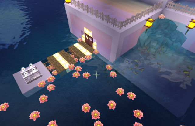 《迷你世界》之夜景,玩家自制水上夜景地图,营造唯美氛围