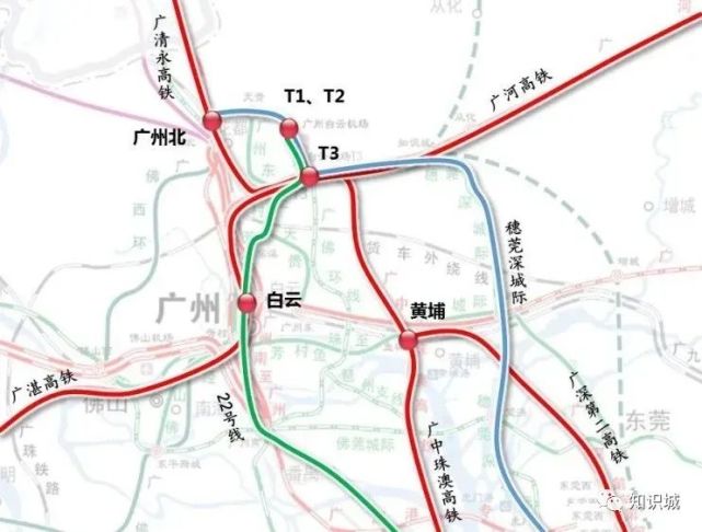 广从城际(广河高铁 机场t3至从化段,该线路出 t3 站后,线位依次下钻