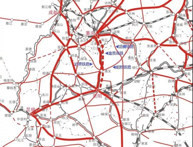 贵州省 渝贵高铁 泸遵高铁 遵铜高铁 等6条规划铁路