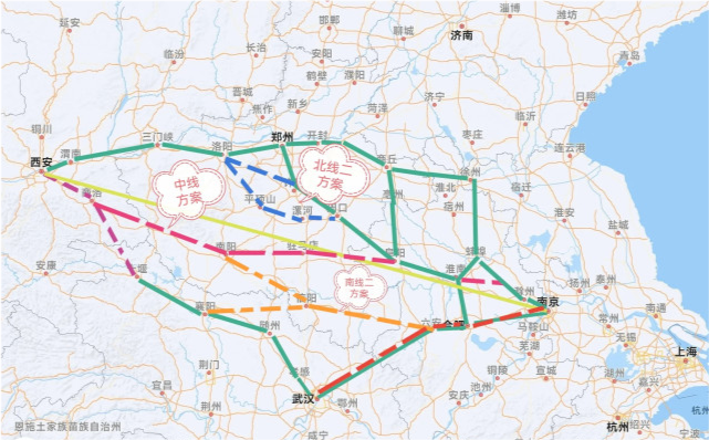 目前来看宁西高铁有3种方案5条线路