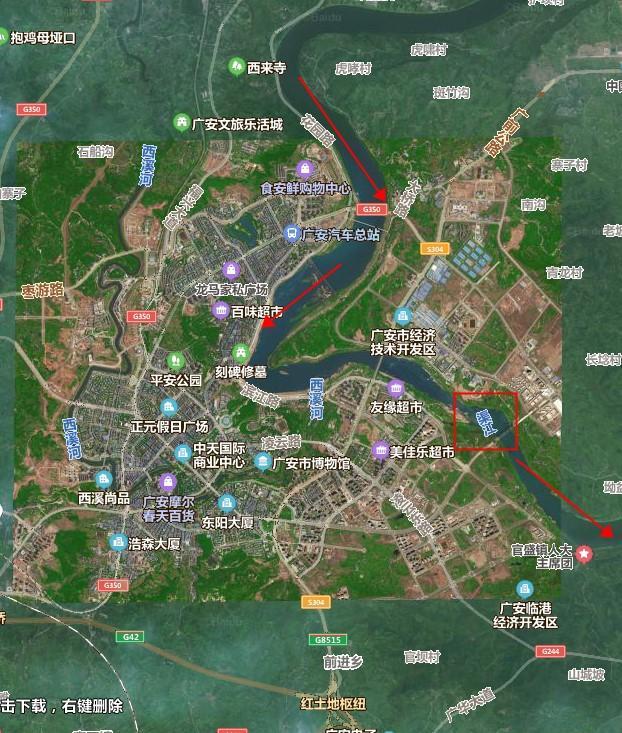市境内主要有3条大河,西边的嘉陵江,从南充流入,经过广安市的武胜县城