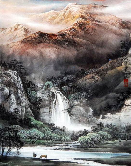 刘梁经彩墨山水画欣赏,画中有记忆中的童年