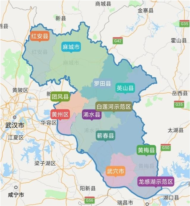 黄冈行政区划图也希望黄冈能抓住交通突破的新发展契机,谋求工业立市