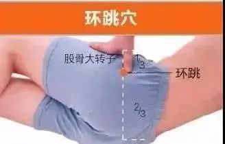 与外1/3处,即大转子的后上方;或当大转子,髂嵴与坐骨结节三角区的中央