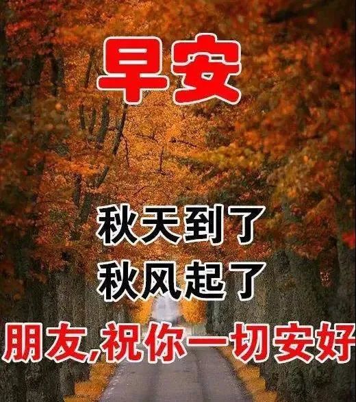 9月漂亮秋日风景早安图片带字带祝福语 2021免打字聊天的早上好问候