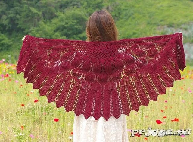 "天使羽翼"超美的棒针披肩花样和款式,有图解