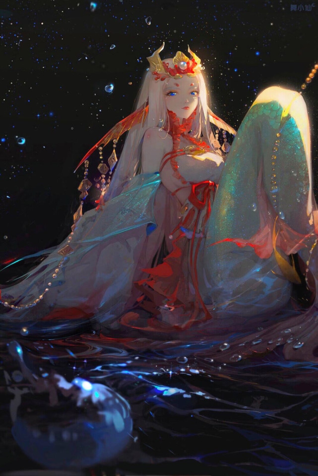 动漫壁纸:在月光下的少女.