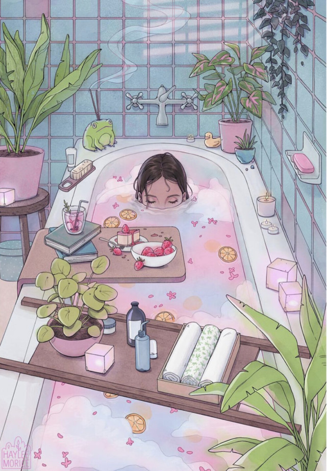 动漫壁纸:在月光下的少女.