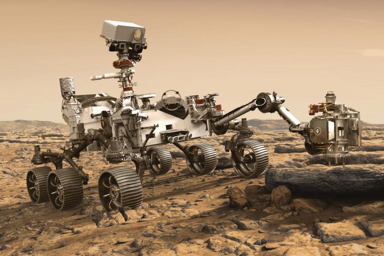 美国宇航局的"毅力号"火星探测器成功地对第一块火星岩石进行了内核
