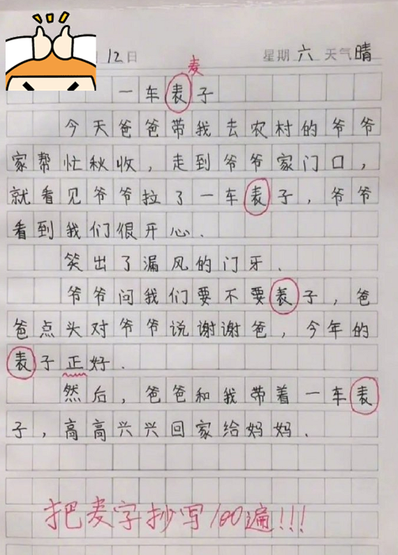 本来一家人是要收割麦子,这名小朋友直接把