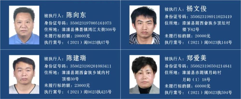漳浦曝光一批失信被执行人名单!