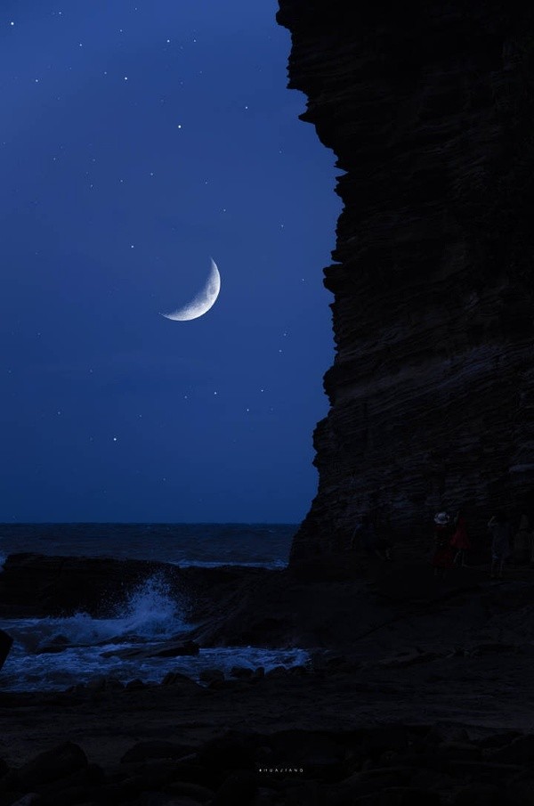 锁屏壁纸|月亮,大海,朦胧