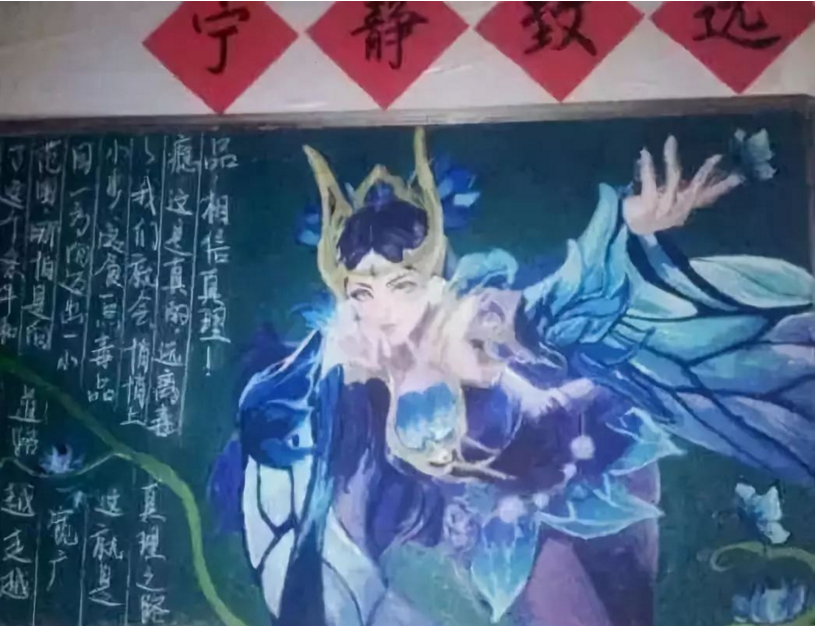 高中生"创意"黑板报,绘画功底令人羡慕,深受美术老师喜爱