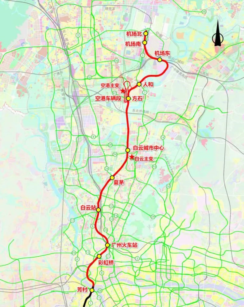 18号线北延段规划图 两条线路均为设计时速160公里的市域快线,是