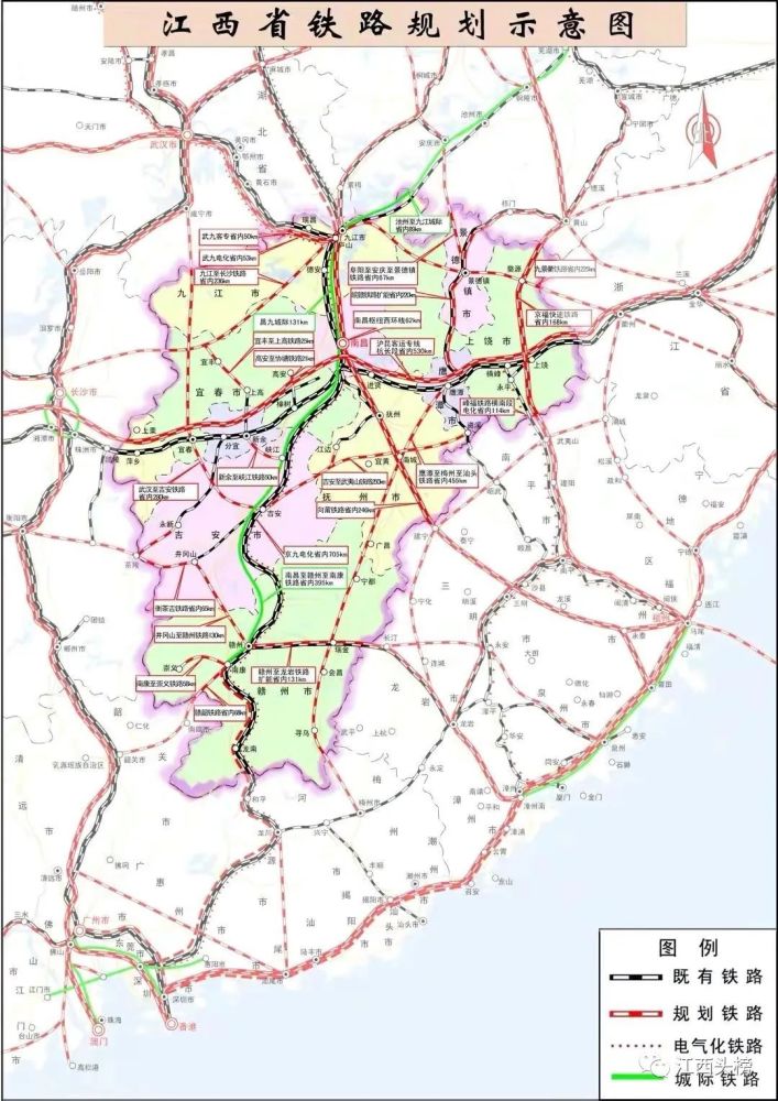 江西省最新铁路规划示意图,看看你们家乡有铁路经过吗