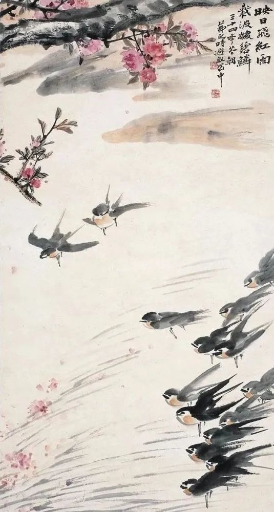 现代浙派中国画大家吴茀之写意花鸟画,极富情趣的独特