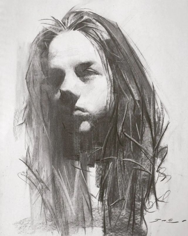 作品,展现了不一样的风格,没有线条的描绘,他的油画继承他的素描风格
