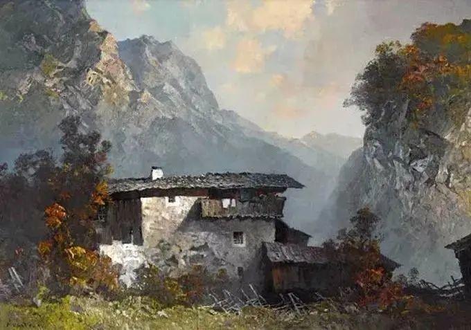 奥地利画家奥斯卡·穆利用画刀劈出来漂亮的风景油画作品赏析