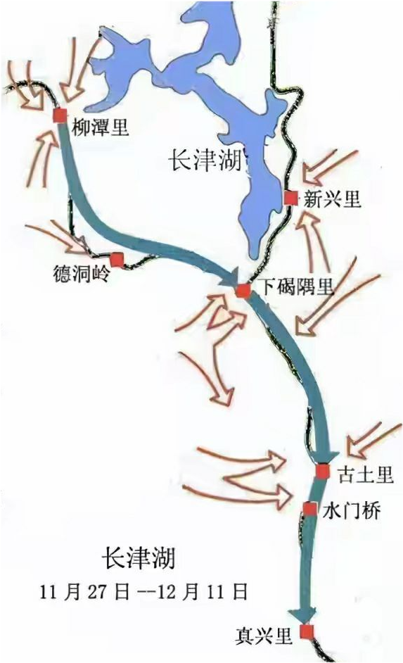 1950年11月底,朝鲜,长津湖美国海军陆战队第一师的1万2千名士兵和几