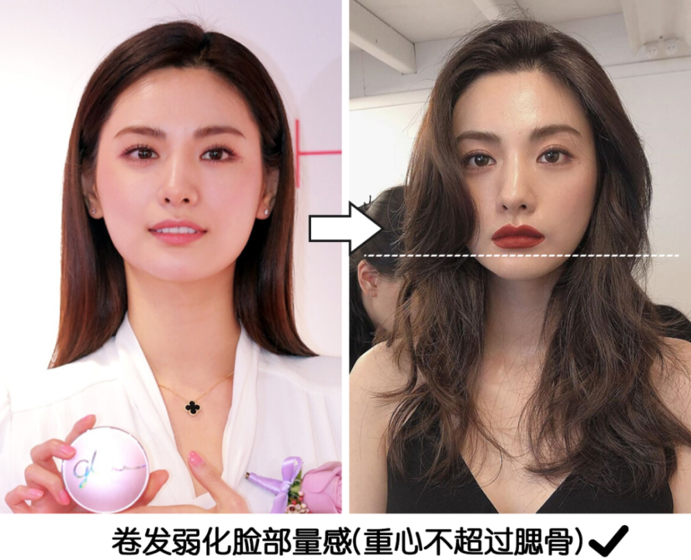卷发比直发更适合骨感脸,能够弱化脸部量感. 3.