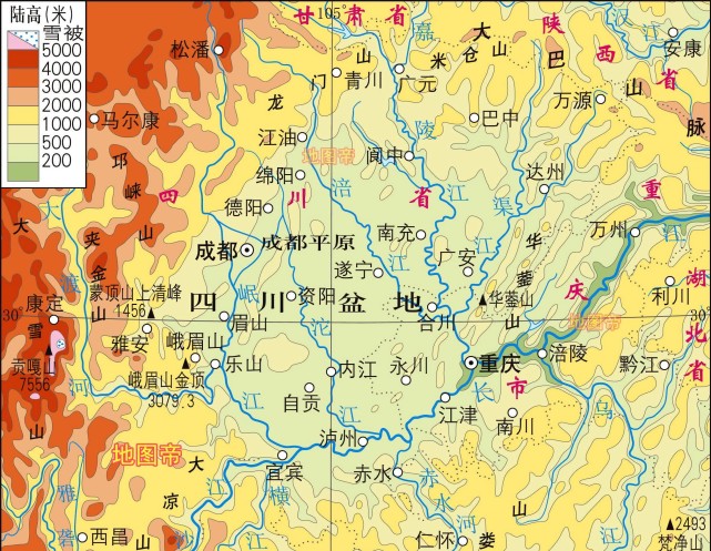 成都平原大致是邛崃山,龙泉山围成的区域,面积约2.3万平方千米.