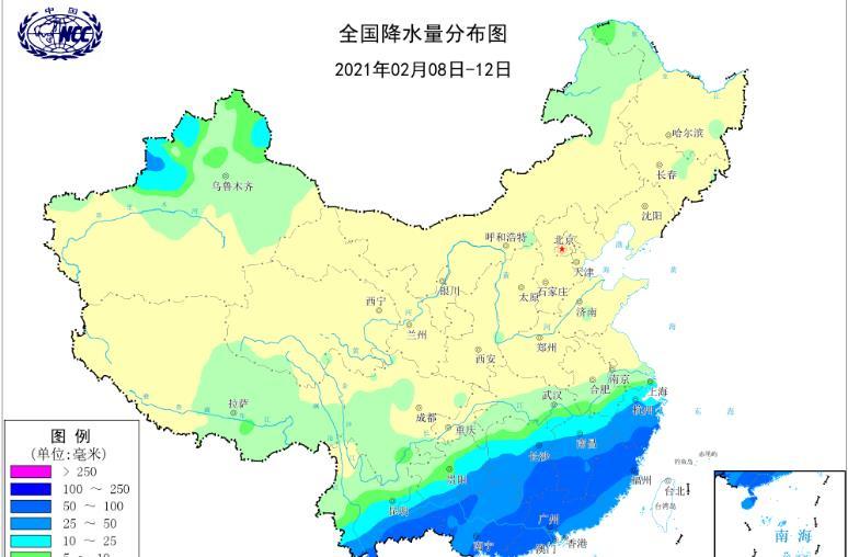 一下这一场降雨的具体情况,重点是长江以南省区,从五天降水量分布图看