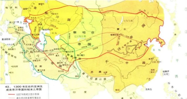 上图_ 元朝(又称大汗汗国)与察合台汗国,伊尔汗国和金帐汗国 富饶的