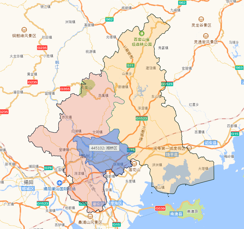潮州人口分布图:饶平县81.74万,枫溪区15.81万