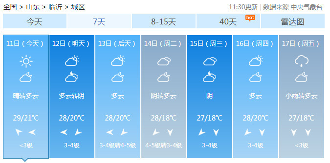 全省短期天气预报