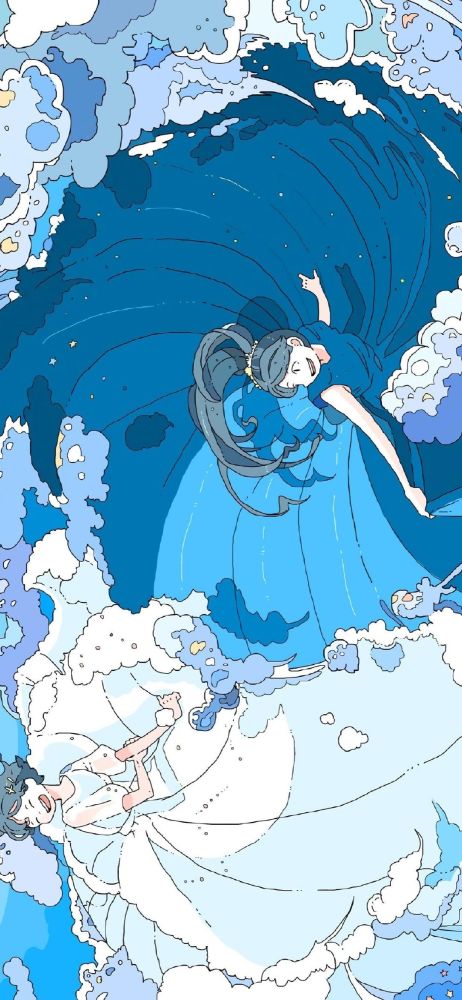 壁纸‖蓝色系插画 手机壁纸