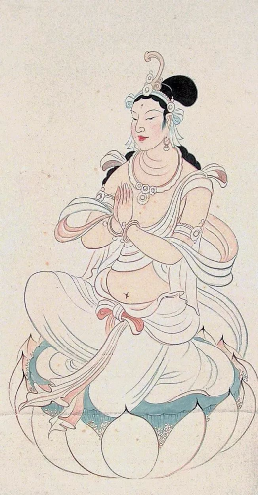 菩萨像画稿  纸本彩绘壁画底稿  103×70cm  1941年