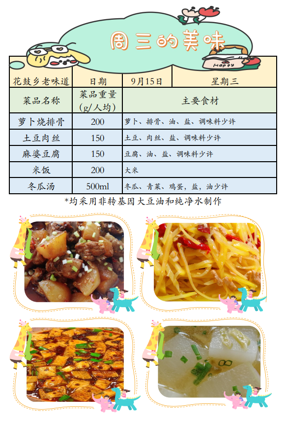 学生一周营养餐(9月13日-9月17日)
