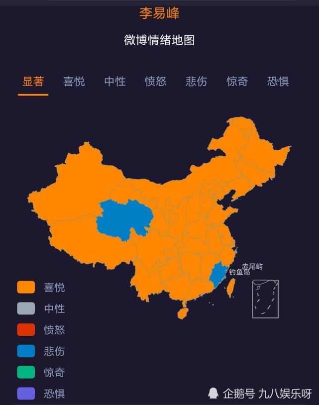 粉丝情绪地图:肖战橙色全覆盖,王一博心如止水,李易峰