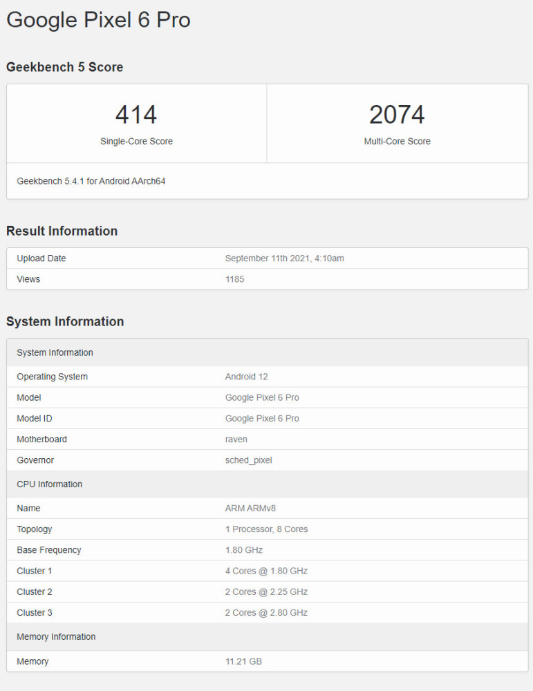 pixel6pro跑分曝光双28ghzx1超大核