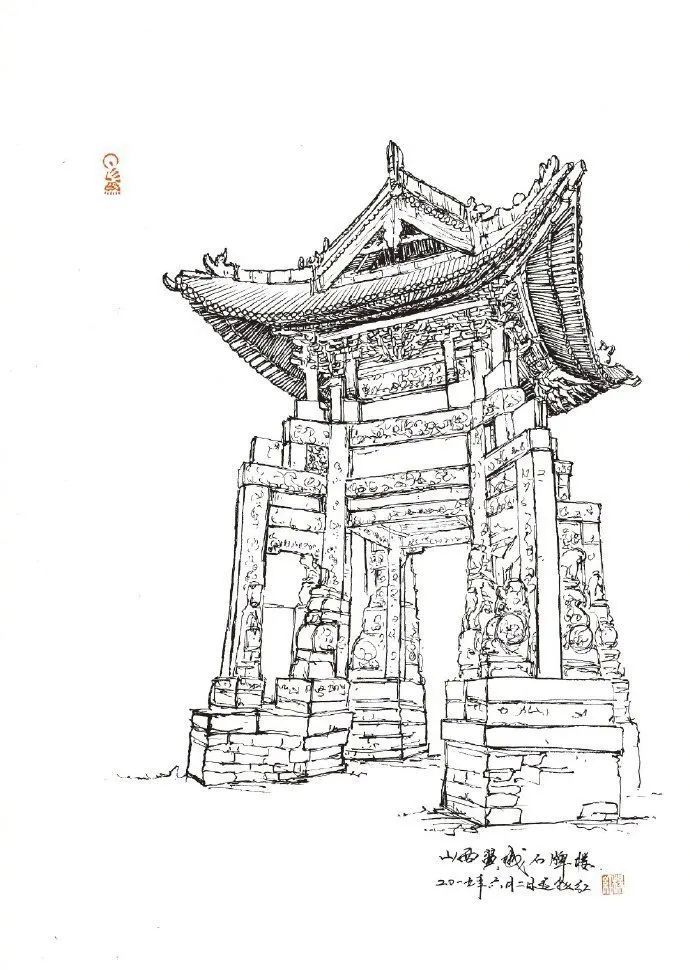 钢笔画|中国古建筑集锦_腾讯新闻