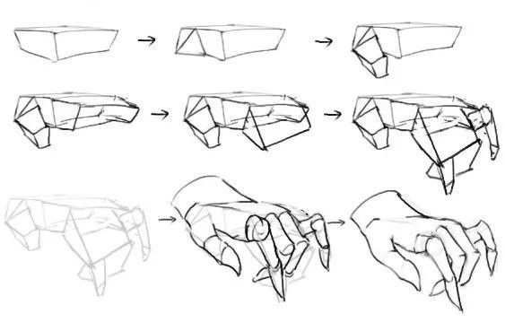 同学们前期做训练的时候,不要简化去做,最好把每个部分的形体都画一下