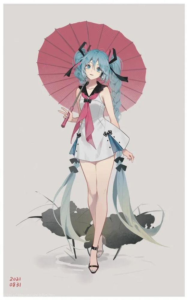 初音未来插画壁纸miku生日贺图来啦太太们的画风我好喜欢