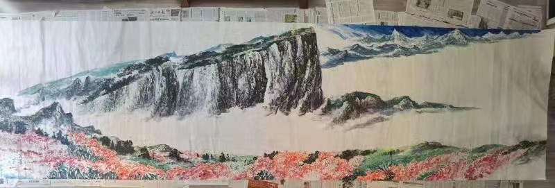 7米长的巨幅画作亮相乐山,原来是他!